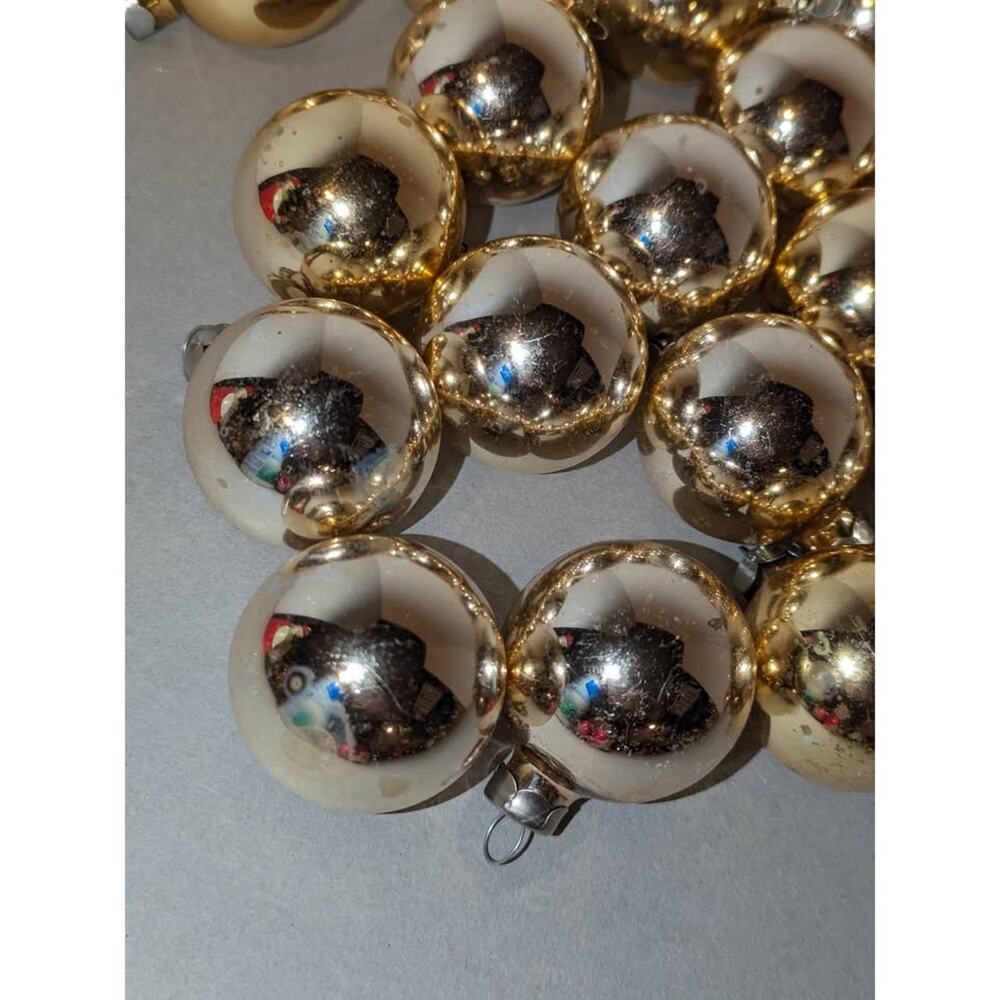 Lot 44 Vintage Glass Gold Christmas Balls Ornaments Made in USA 1 1/2" - Picture 3 of 10